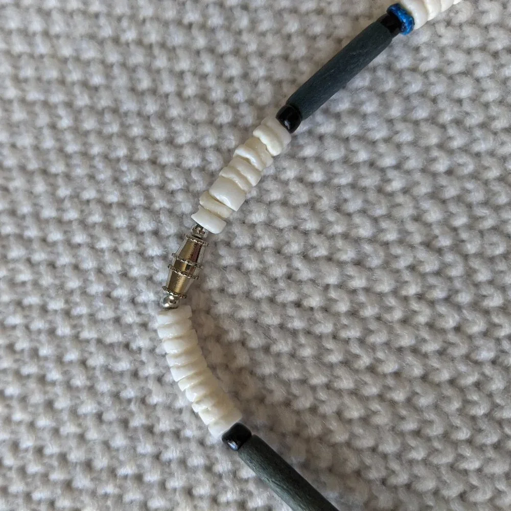 Puka Shell Necklace (blue and white)